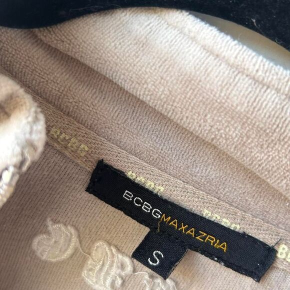 BCBG Y2K Mcbling Tan Velour Zip-up Jacket - Picture 3 of 5